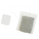 Single chamber tea bag with string and label